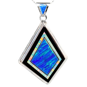 280L - Large Blue and White Opal Pendant