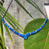 9NK -  Caribbean Blue Opal Adjustable Necklace Inlaid  and Hand Crafted Exclusively By Us