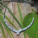 9NK - White Fire Opal Adjustable Necklace Inlaid  and Hand Crafted Exclusively By Us