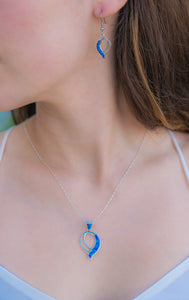 702SET - Blue Opal Pendant and Earrings Set