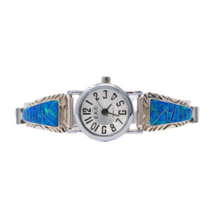 LW3 - Multi-stone Caribbean Blue Opal Ladies Watch in Sterling Silver- Perfect Elegant gift for Women, Birthdays, and Weddings  (CHOOSE YOUR WRIST SIZE)