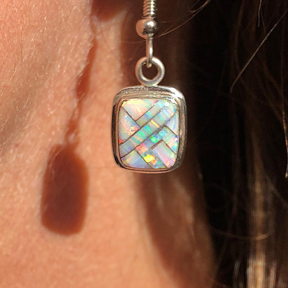 596ER White Opal Earrings