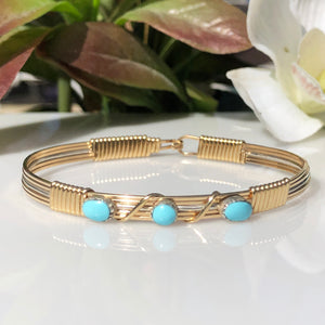 Bangle #8 - THREE STONE SILVER AND GOLD BRACELET  (Choose your stones)