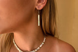 17ER - Beautiful Fire Cut White Opal Earrings Set in Sterling Silver