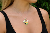 This Beautiful Sunflower Pendant is made with Multiple Colors of Fire Opal